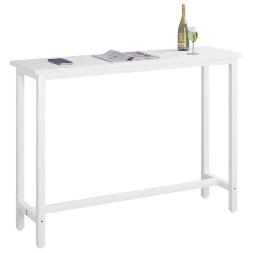 Woltu Kitchen Bar Table Breakfast Table Coffee Table - Metal White Frame - 140x40 cm