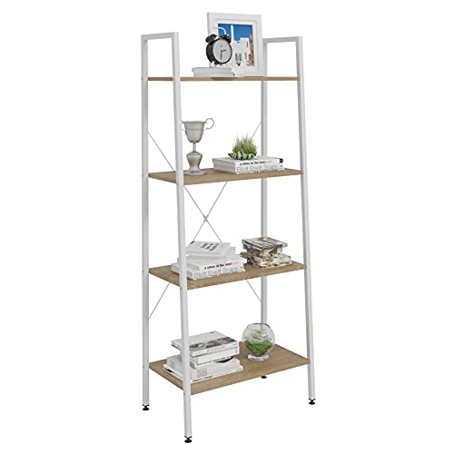 Woltu Armoire de rangement en bois 4 niveaux - Métal massif/blanc - 60x35x148 cm