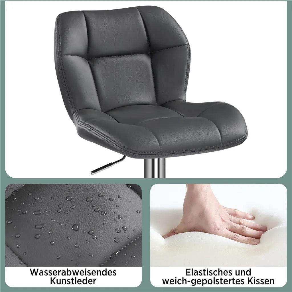 Tabourets de bar Yaheetech - Lot de 2 - Réglables de 62,5 à 84,5 cm - Pivotants à 360° - Gris