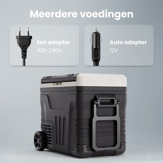Auronic Electric Cool Box - Compresseur - 50L - 12V et 240V - Réfrigérateur de camping - Frigobox Car - Avec roues et poignée - Noir