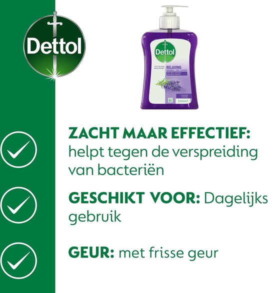 Dettol Gel lavant - Apaisant aux extraits de lavande et de raisin - Savon pour les mains - 250 ml