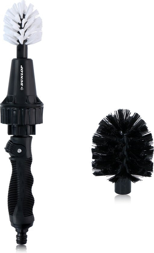 Dunlop Cleaning Brush - Brosse à jantes - avec connecteur de tuyau 3/4" - rotatif - bouton de réglage du débit - 2 brosses