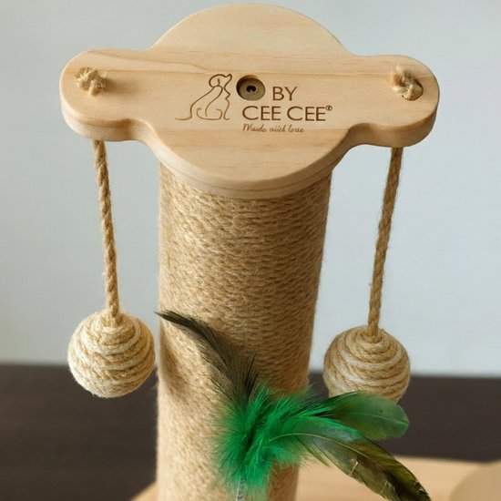 By Cee Cee Scratching Post - griffoir pour chat - griffoir pour chat - jouet en bois pour chat - idéal pour plusieurs chats - 40x19x45.5cm - Luna