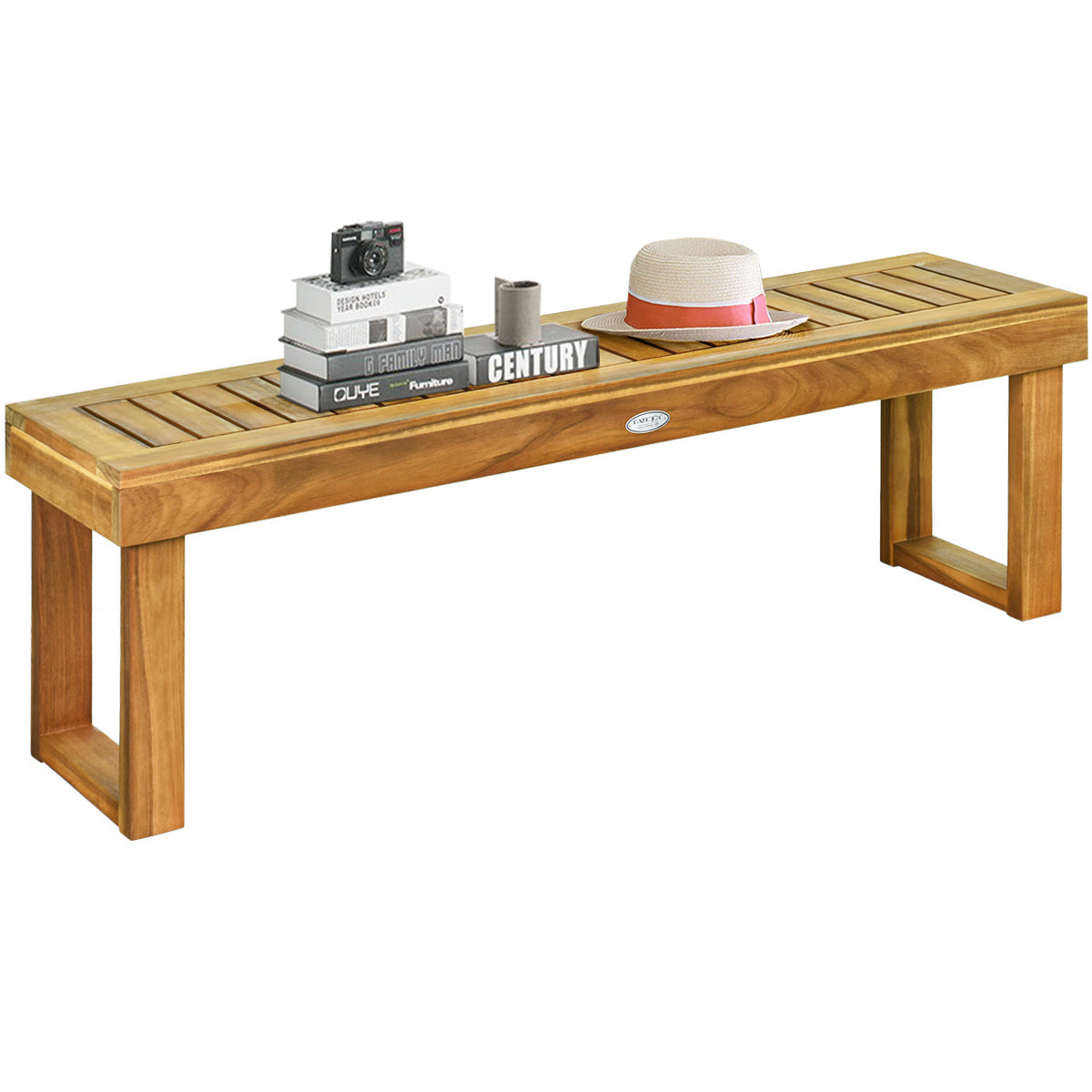 Coast Bench fixe mobilier de jardin en bois banc en bois banc de jardin résistant jusqu'à 360 kg 132 x 34 x 43,5 cm teck