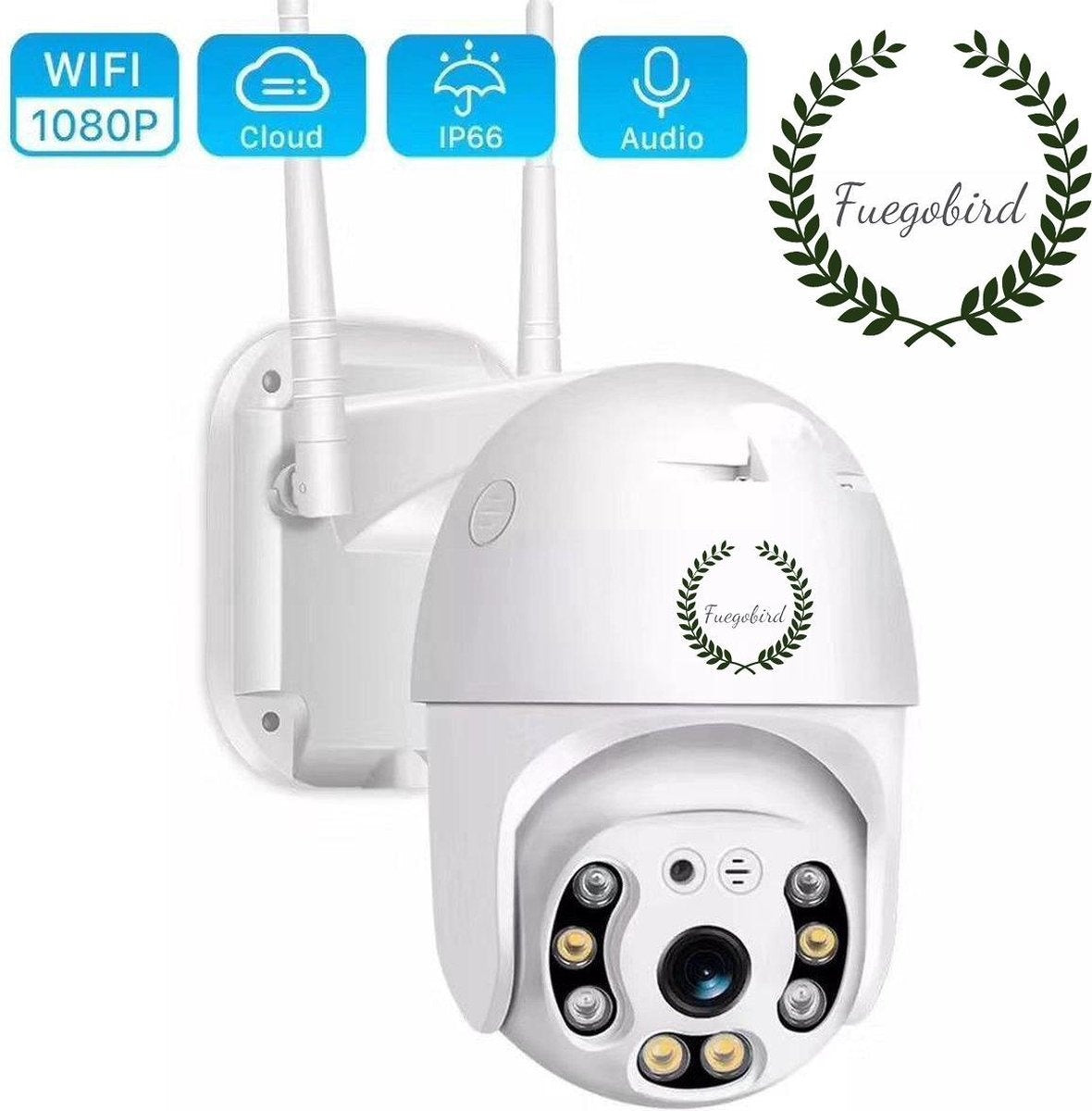 Caméra de sécurité extérieure - Fuegobird - Caméra IP - Smart Wifi Waterproof IP66 - extérieur - rotation et inclinaison - Support 2.4G/5G WIFI - 1080P
