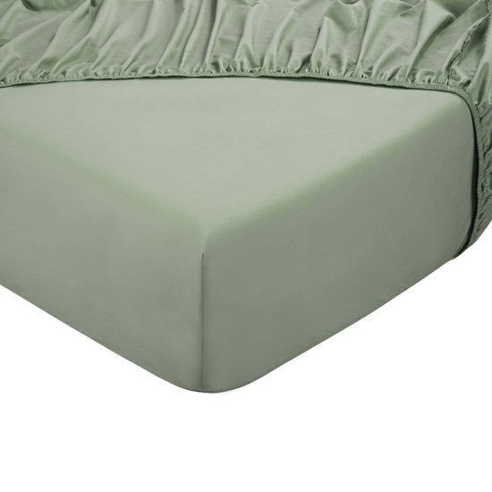 Drap-housse DoubleDry 100% coton naturel - Lit double 180x200 cm - Doux et respirant - Elastique sur tout le pourtour - Vieux Vert