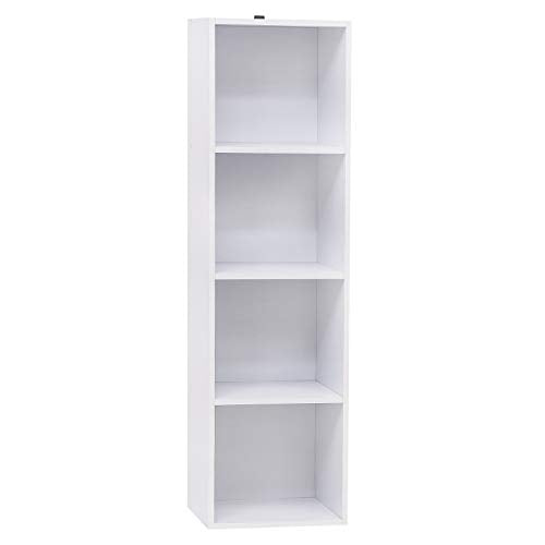 Woltu Bookcase SK003ws4 4 compartiments - Panneau de particules blanc - 30 x 24 x 106 cm