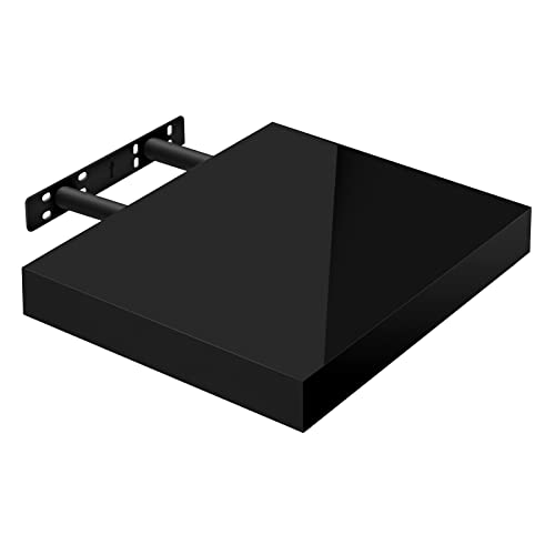 Woltu Volato Étagère murale flottante - Bois laqué noir - 30 x 22,8 x 3,8 cm