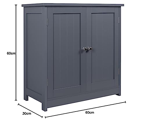 Woltu Meuble de salle de bain BZS02gr - Gris MDF - 60x60x30 cm - Rangement spacieux avec étagère réglable