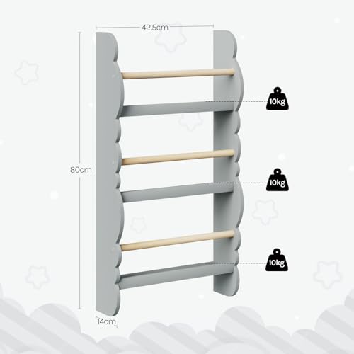 Étagère murale pour enfants Woltu à 3 niveaux gris