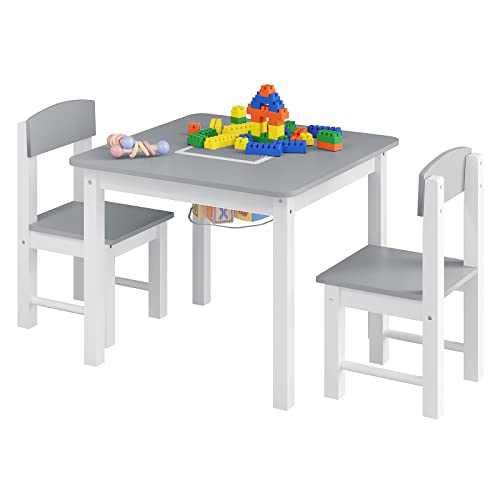 Ensemble table et chaises pour enfants Woltu avec drap de jeu réversible - blanc et gris