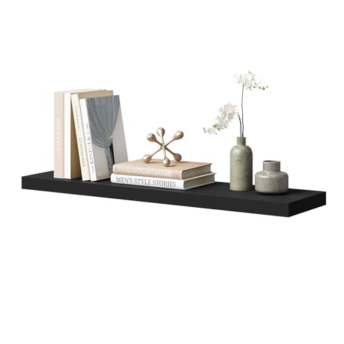 Woltu Etagère murale flottante RG9370sz - MDF Noir - 90x22x3.8 cm