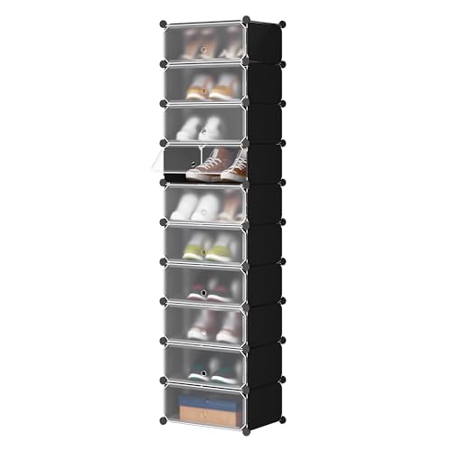 Woltu Shoe Cabinet with 10 Compartments Black - Space-saving and Modular