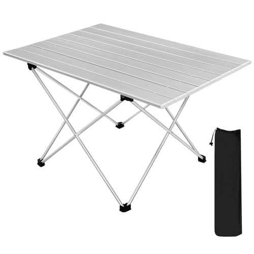 Table pliante Woltu Table de camping Table de pique-nique Aluminium Argent 68 x 46 x 40 cm