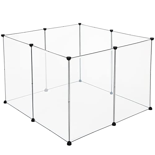 Grille de promenade Eugad pour petits animaux - Plastique PP et grillage en acier - 102 x 70 cm - Noir