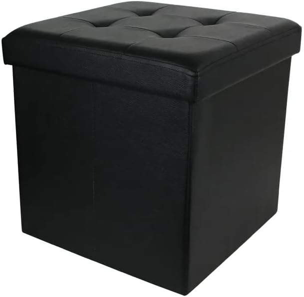 SoBuy Pouf avec rangement - 48 x 48 x 48 cm - Noir
