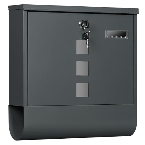 Boîte aux lettres Woltu avec bac à journaux - Anthracite - 10 x 30,8 x 33,8 cm