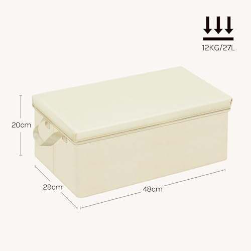 Woltu - Lot de 3 boîtes de rangement avec couvercle, couleur crème, 48 x 20 x 29 cm