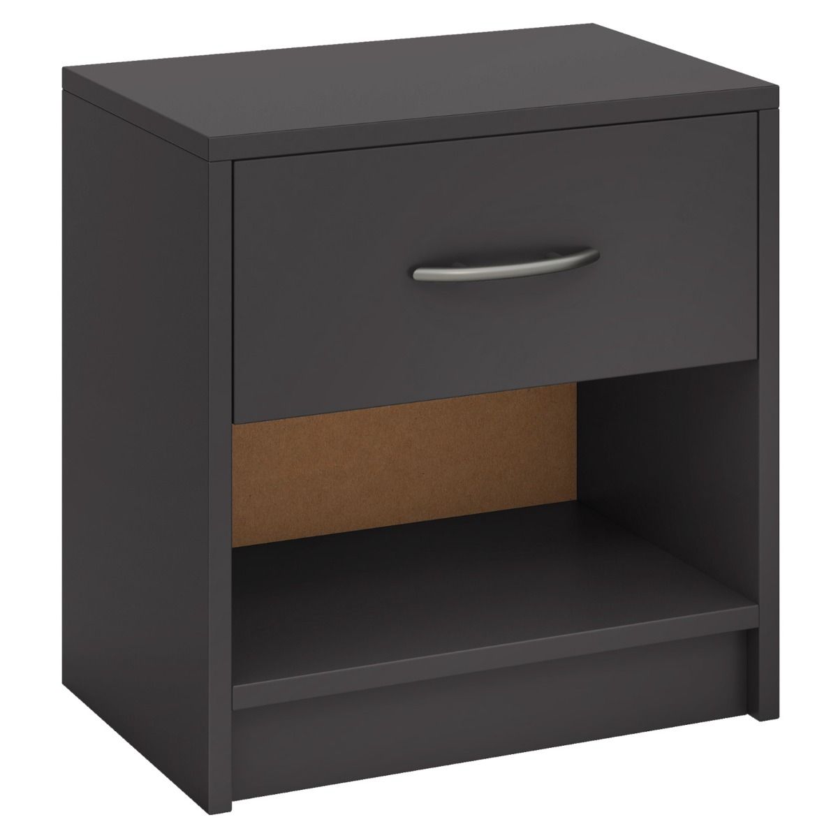 Table de chevet Coast avec tiroir - étagère de rangement ouverte - design compact - 38,5 x 28 x 40,5 cm - marron et noir