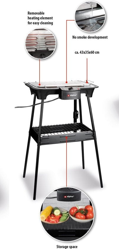 alpina BBQ - électrique - 2-en-1 - intérieur et extérieur - 2000W