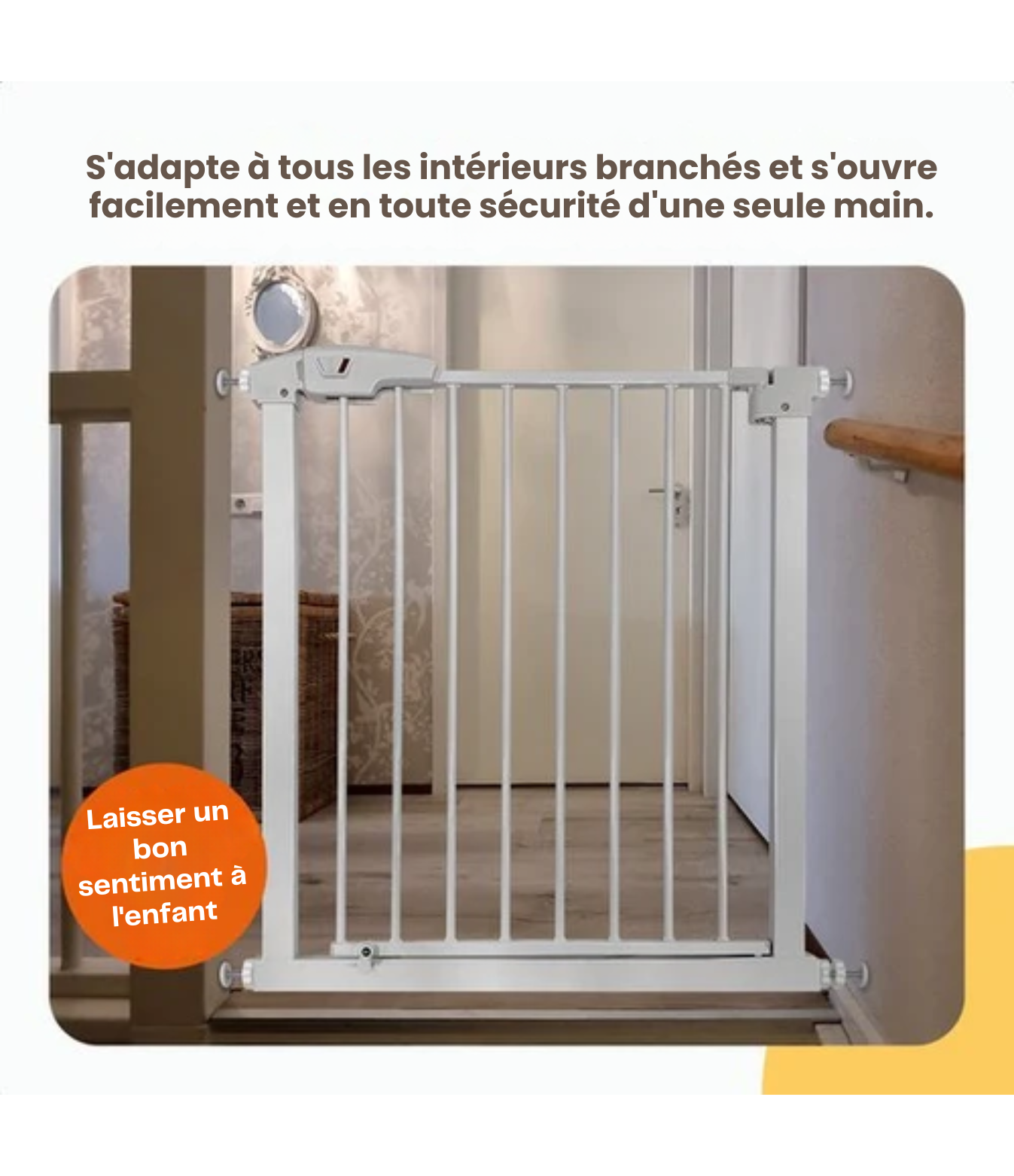 Barrière de sécurité enfant - Goliving - Fixation par pression - Metal - 78 à 93 cm - Blanc