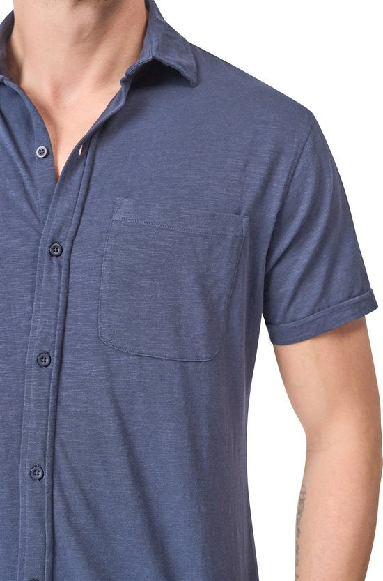 Mario Russo Chemise à manches courtes - Chemise hommes - Polo hommes - t shirt hommes - M - Navy