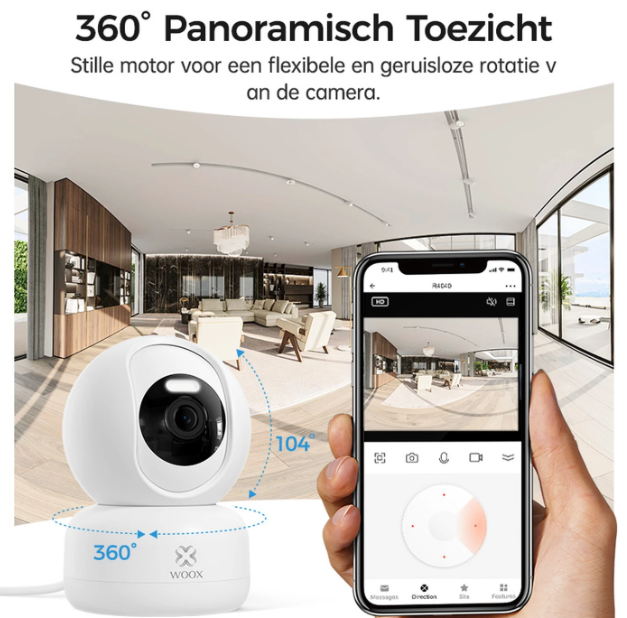 Caméra PTZ intelligente Woox 2K HD - Blanche - 360° avec reconnaissance IA et vision nocturne