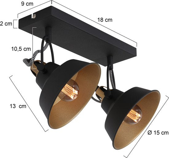 Applique murale Nove à 2 lumières, orientable et inclinable, en plastique blanc et métal, Mexlite
