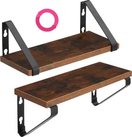 tectake® - 3 Etagères murales Cowell industrial dark brown - 404429