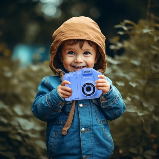 Denver Kids' Camera Full HD with Printer - Selfie Camera - 48MP - Digital Camera Kids - Photo and Video - Games - KPC1370 - Blue