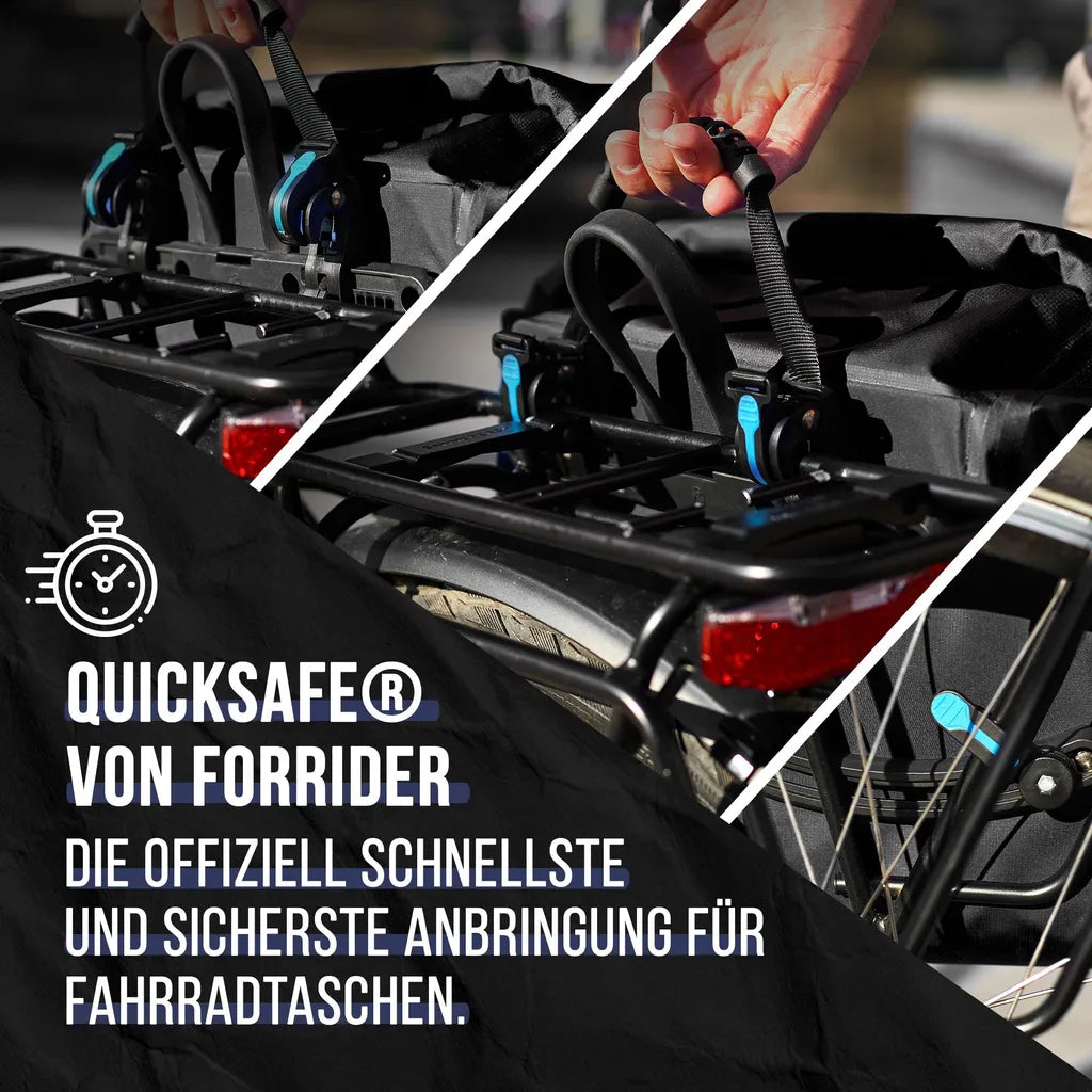 Sacoche double pour vélo 2x25L - Imperméable - Attache Quicksafe - Avec bandoulière