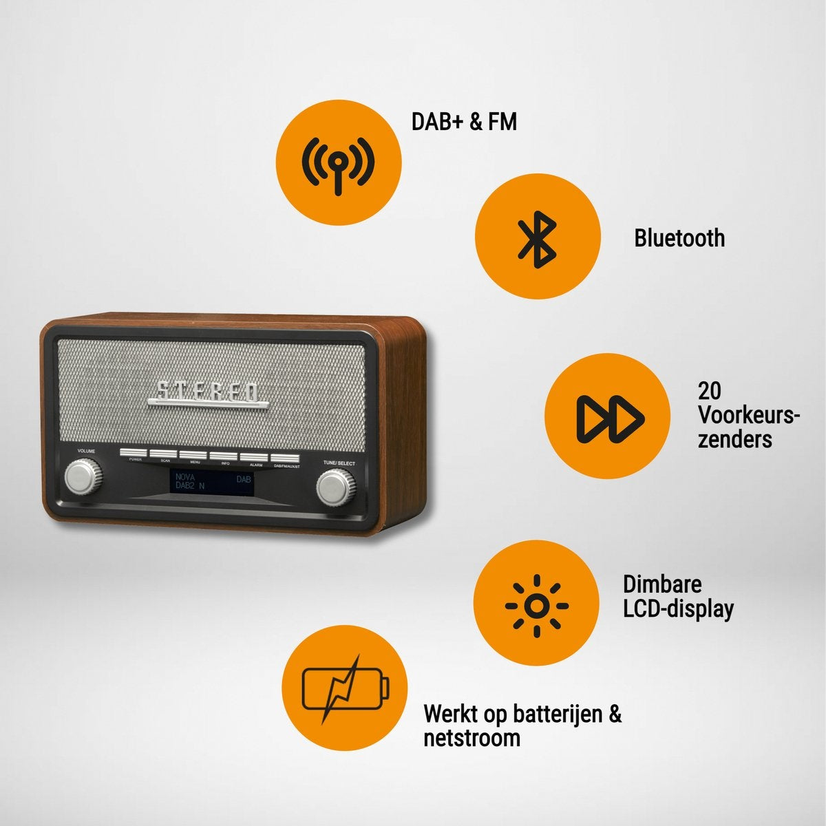 Radio retro - Denver - DAB+/ FM Radio DAB18 - Bluetooth