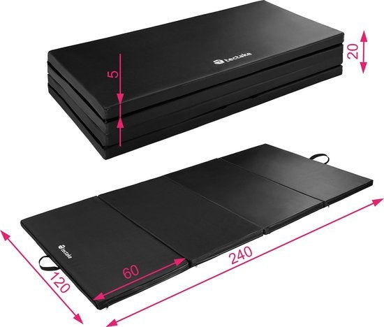 tectake - Tapis de gymnastique - dim 240 x 120 x 5 cm - noir - 403638