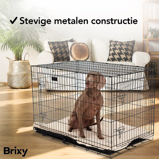 Brixy Dog Bench - Banc pour chiens - Taille XL - Pliable - 107 x 72 x 77 CM - 2 portes - Noir