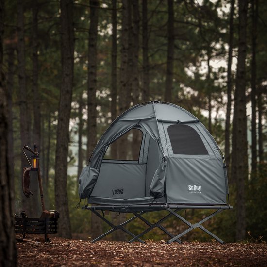 SoBuy OGS32-II-HG Tente de camping gonflable - Textile gris 193x161cm
