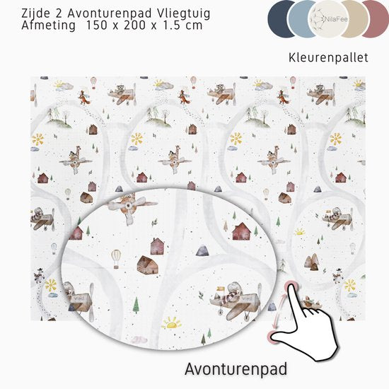 NilaFee® - Tapis de jeu pour bébé - Tapis de jeu - Antidérapant - Pliable - Sac de rangement - 147 x 190 - XPE - Certifié CE - Hydrofuge - Voiture - Avion - Terrazo Brown