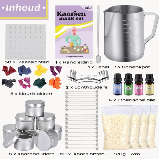 VAIVE DIY Candle Making Set - Bougeoir - Bougie parfumée - Bougie - Pour adultes et enfants