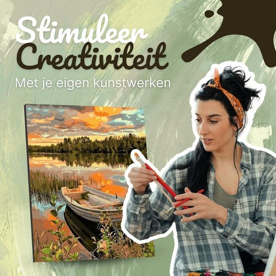 Rubye® Painting On Number Adultes - Bateau - Avec cadre et chevalet - 40x50cm