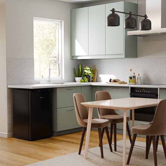 KitchenBrothers Réfrigérateur de table - 88L - Freestanding - Noir - Mini Frigo compact avec étagères réglables