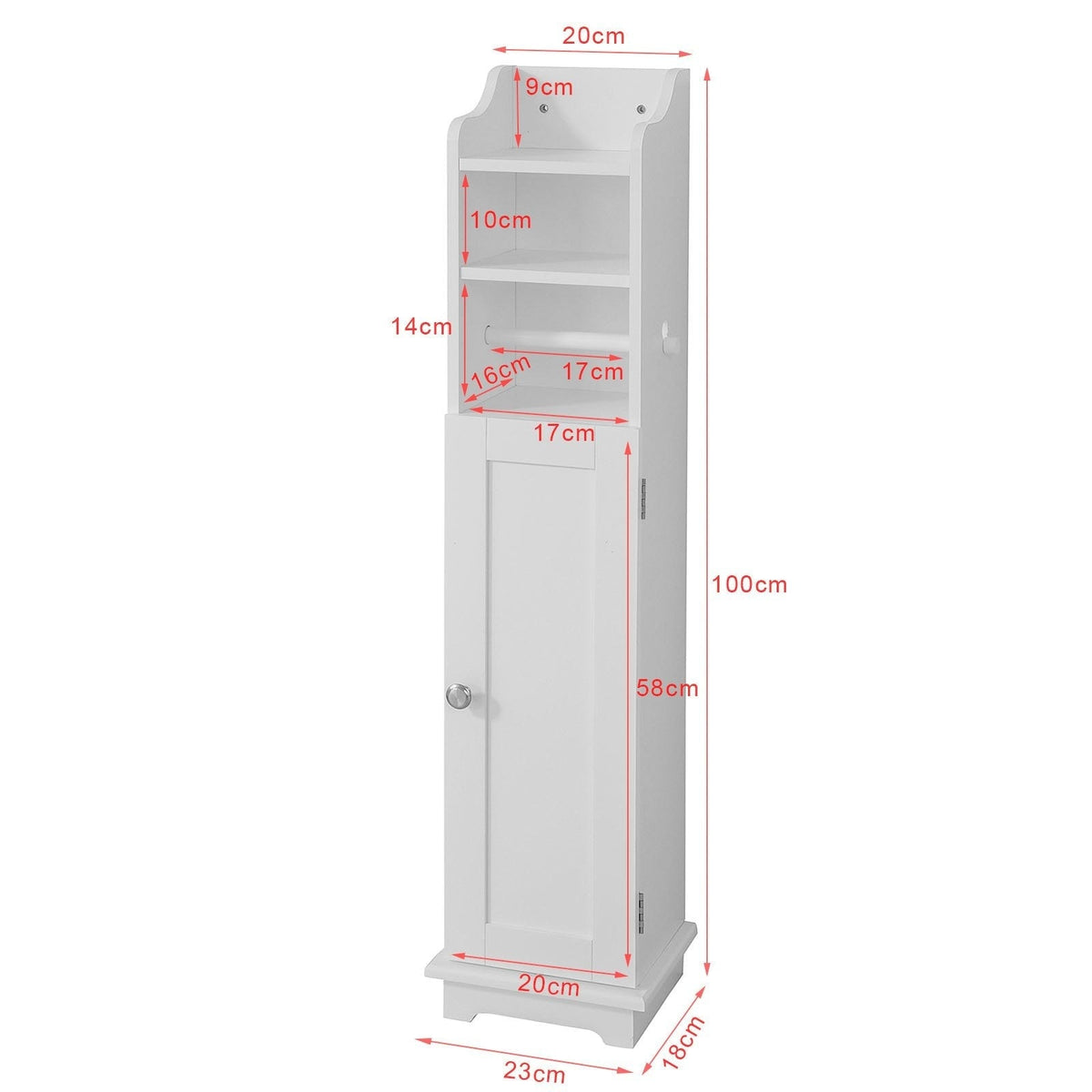 SoBuy Meuble de toilette avec porte-rouleau - Blanc - 20x100x18 cm