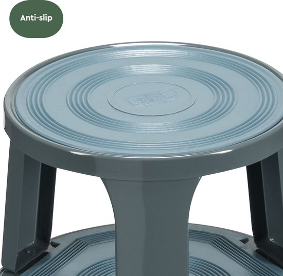 BRASQ Tabouret de marche Premium Gris - Capacité 150 kg - Tabouret de marche - Pied d'éléphant - Tabouret de bureau - Escalier mécanique - Tabouret - Métal