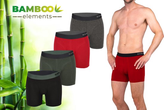 Bamboo Elements - Boxers pour homme - Bambou - Lot de 4 - Taille L