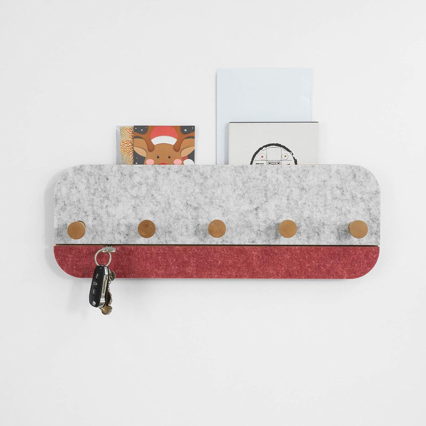 Porte-manteau mural SoBuy FHK16-R – 5 crochets – Bambou et feutre – 55 x 3 x 19 cm – Rouge