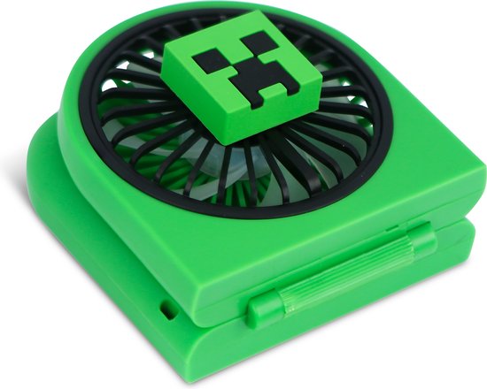 Minecraft - ventilateur - pliable - deux vitesses - rechargeable via USB-C - 4 heures d'autonomie - silencieux