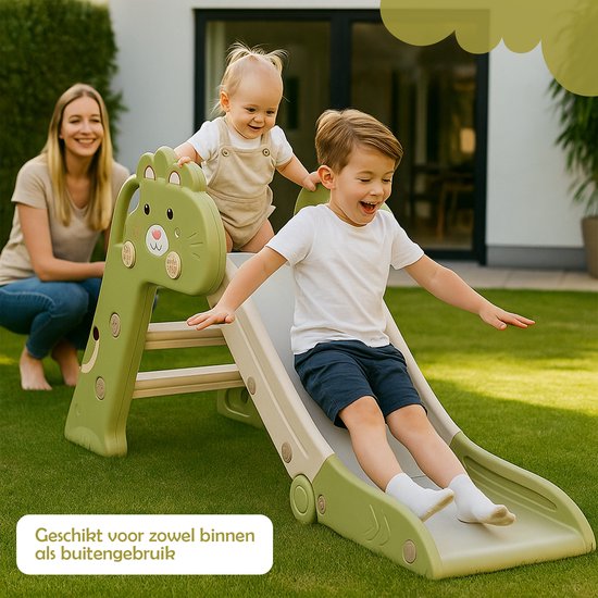 Bambini Slide - Toboggan pour enfant - Toboggan extérieur - Toboggan intérieur - Aire de jeux - Pliable - Vert