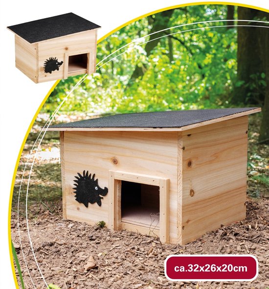 Lifetime Garden Hedgehog House Wood - FSC 100% - Maison pour hérisson - Maison pour cochon d'Inde - Bois