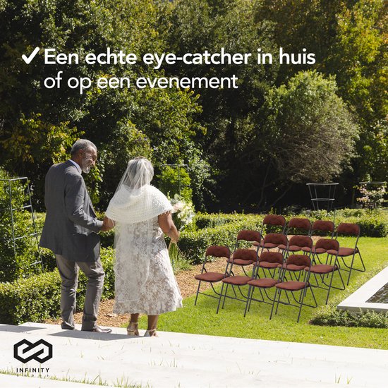 Infinity Goods Klapstoelen - Set van 4 - Vouwstoelen - Fluweel - Eettafelstoelen - Opklapbare Stoelen - 43 x 47 x 80 CM - Stoelen - Bruin