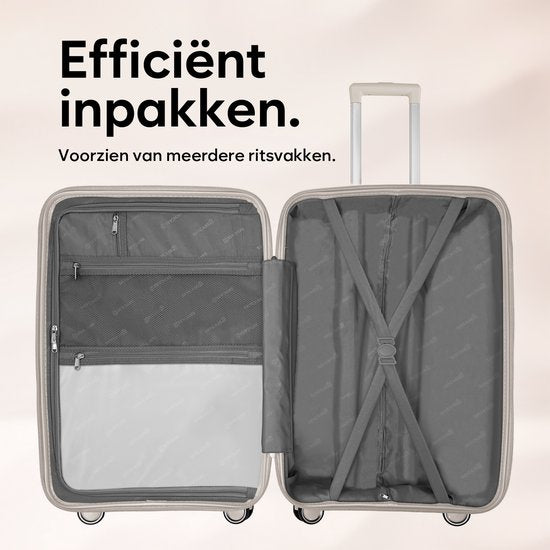 SKYCASES Travel One – Valise de voyage moyenne de 24 pouces – Serrure à combinaison – 41 x 24 x 69 cm – 68 L – Légère, étanche et résistante – Beige