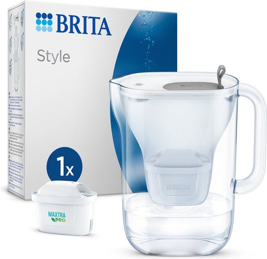 BRITA - Carafe filtrante - Style Cool - 2,4 L - Gris - avec 1 cartouche filtrante MAXTRA Pro All-in-1 incluse - avec Cashback (uniquement en Belgique - jusqu'à 10 € remboursés)