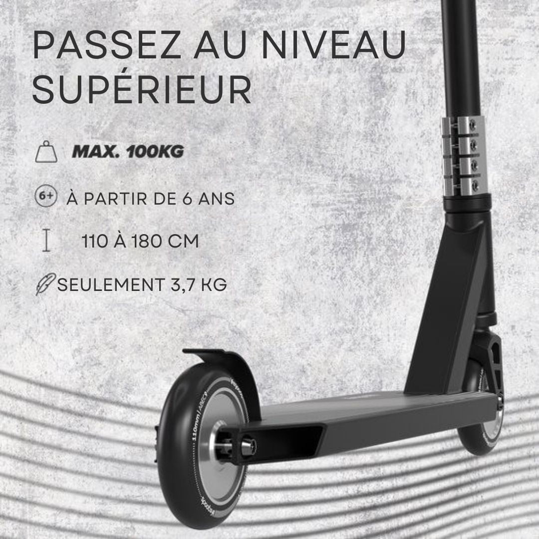 Trottinette - LifeGoods Stuntstep Pro X - T-bar - HIC - Garçons/Filles - 110mm - 100KG - Noir